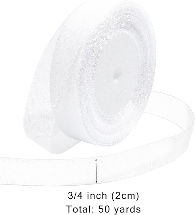 Ribbon for Gift Wrapping 3/4 inch White Sheer Organza Ribbon for Flower Bouquet Tulle Thin Chiffon Ribbons for Wedding Invitations Christmas Halloween Presents Decorations Crafts 50 Yards