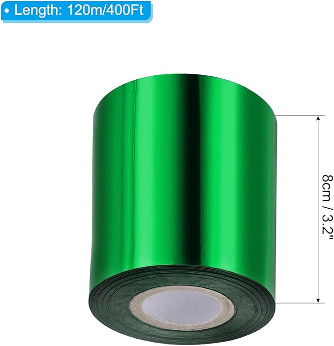 PATIKIL 3.2"x400Ft Hot Stamping Foil Paper,Heat Transfer Hot Stamping Paper Foil Roll for Leather DIY Logo Decor Craft Gift Card Package Scrapbook,Green