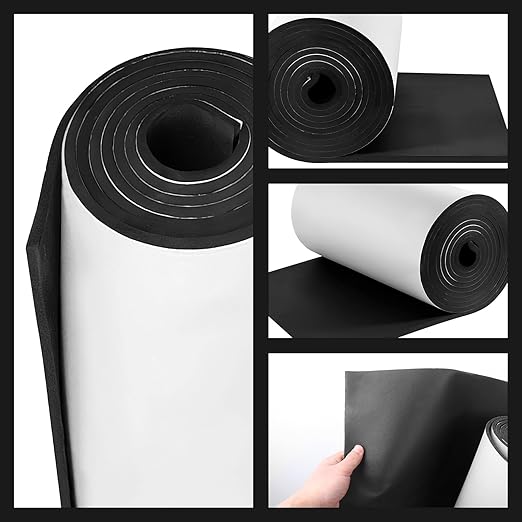 Adhesive Foam Roll Neoprene Sponge Foam Sheet Roll Closed Cell Insulation Closed Cell Foam Sheet Soundproof Foam Padding (Black, 12x59x1/2 Inches)