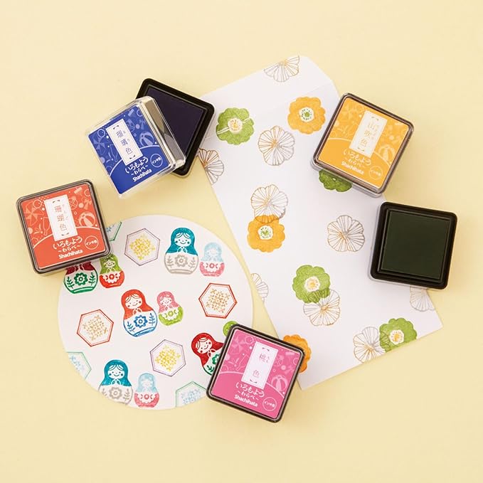 IROMOYO WARABE Stamp PAD, Small Traditional Japanese Ink Colour, Oil-Based Ink pad - Chrome Yellow