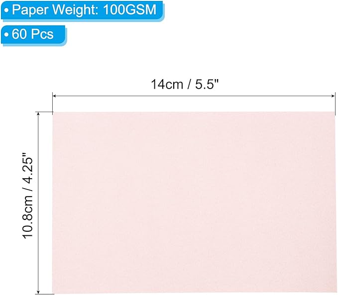 PATIKIL 60 Sheets Vellum Paper 4.25x5.5, Vellum Paper Printable Translucent Paper 100GSM Colored for Invitations Laser Inkjet Printing Card Making Crafting Wedding Tracing, Pink