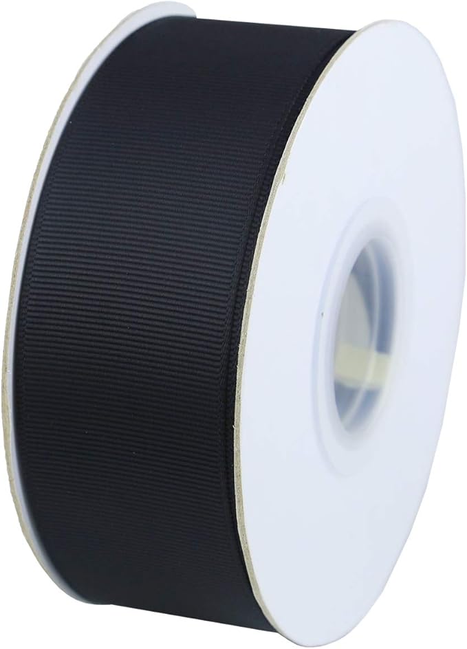 ITIsparkle 11/2" Inch Grosgrain Ribbon 25 Yards-Roll Set for Gift Wrapping Cake Decoration Party Favor Hair Braids Hair Bow Baby Shower Decoration Floral Arrangement Craft Supplies, Black Ribbon