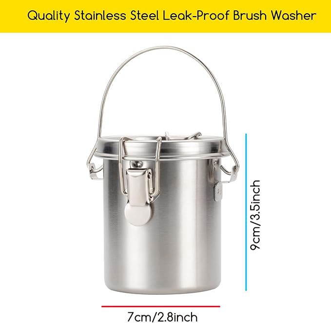 MEEDEN Portable Paint Brush Washer: Airtight Stainless Steel Artist Brush Cleaner for Oil & Acrylic Painting - Small