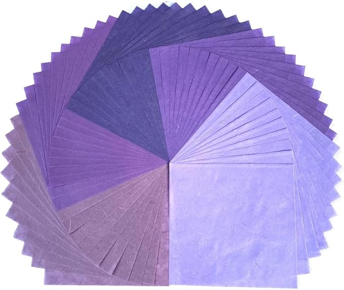 50 Sheets 6 x 6 Inches Natural Fiber Mulberry paper Sheets Square Origami Paper Arts Folding Craft, Decoration Paper, Square Folding Paper for DIY Crafts (Lavender Tone, 6x6 Inch)