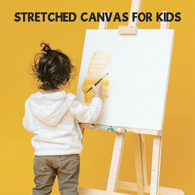 ESRICH Stretched Canvas for Painting 12x12 Inch, 16 Pack Painting Square Canvas -5/8 in Profile Primed Cotton White Blank Canvases for Painting for Oil & Acrylic Paint