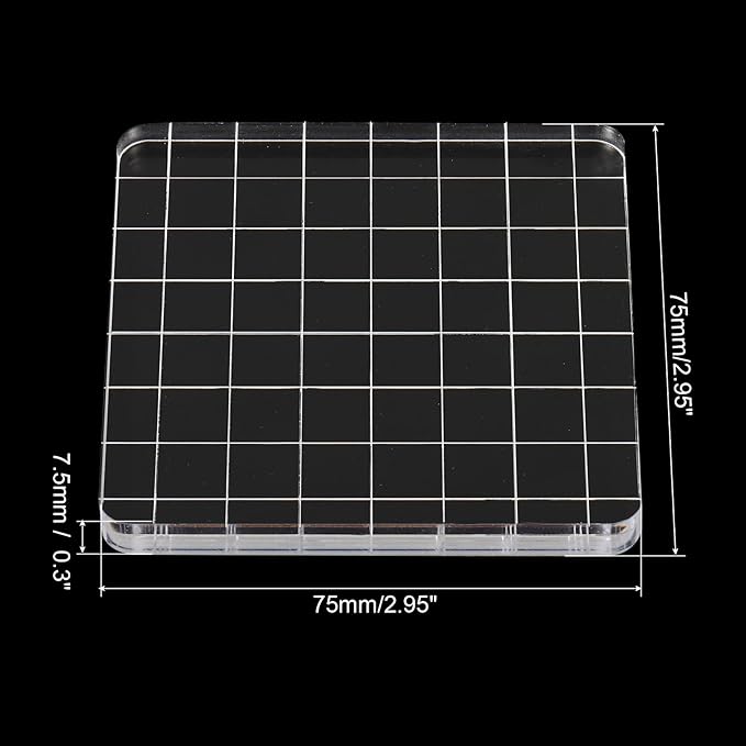 PATIKIL 3" x 3" Acrylic Stamp Block, Clear Stamping Block with Grid Lines Decorative Mounting Blocks Square for Scrapbooking DIY Crafts Card Making