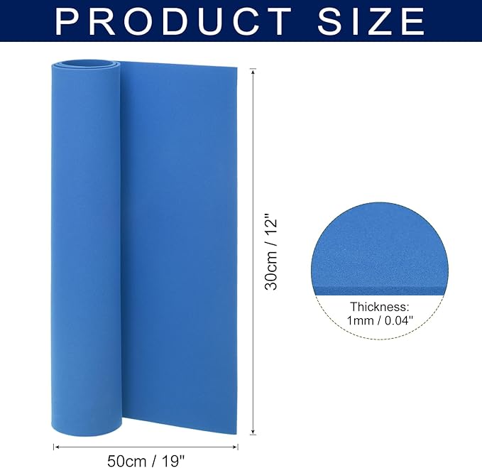 MECCANIXITY Foam Sheets Crafts 19x12 Inch 1mm EVA Craft Foam Paper Foam Sheets for Crafts Projects DIY Cosplay Modeling, Dark Blue