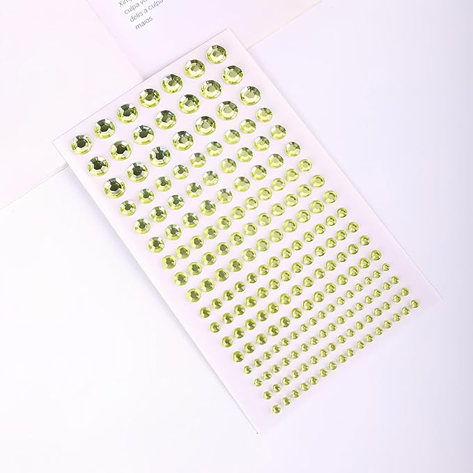 Self Adhesive Face Gems and Pearls for Makeup, Festival Jewels, Hair Gems Pearls, 3/4/5/6/8 mm Round Rhinestone Stickers for Face, Eye, Makeup, Body, Crafts 591Pcs (08_Light Yellow)