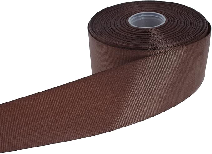 Solid Grosgrain Ribbon 25 Yard Each Roll 100% Polyester Woven Edge (1/1-2", Coffee)