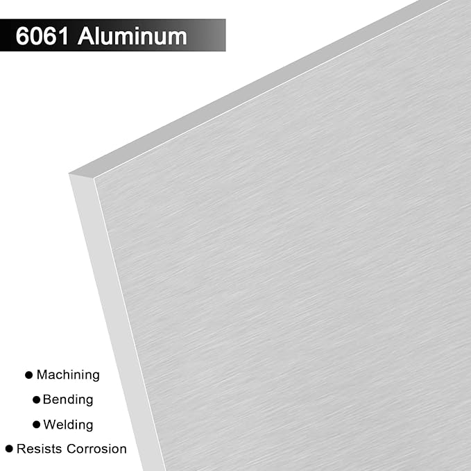 6061 T651 Aluminum Sheet Metal 6 x 12 x 1/2 (12.7MM) Inch Flat Plain Aluminum Plate Covered with Protective Film, Heat Treatable Rectangle 0.50" Thick Aluminum Metal Plate for Industrial, Crafting