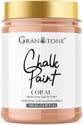 GRANOTONE Chalk Paint for Furniture | Matt-Finish Water-Based Acrylic Paint for Wood, Walls, Metal, Glass, Paper, Fabric Canvas | Maximum Coverage Chalk Paint for Kids & Adults, 500 Ml (CORAL)