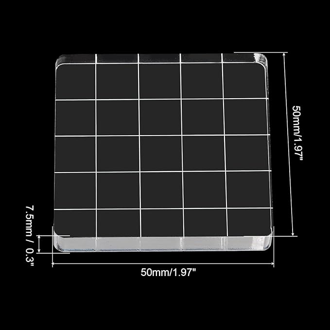 PATIKIL 2" x 2" Acrylic Stamp Block, Clear Stamping Block with Grid Lines Decorative Mounting Blocks Square for Scrapbooking DIY Crafts Card Making
