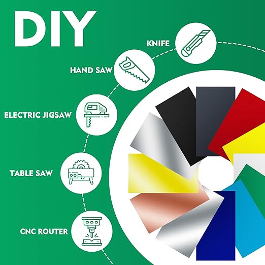 Engraving Blank ABS Double Color Plastic Sheet, 11.8x6.49x0.05 inch Materials Double Color Plastic Sheet for Interior Signs, Badges, DIY Carving Pack of 12 (Color 12)