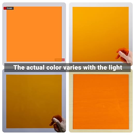 Enoin 2 Pack 12x16 Translucent Orange Acrylic Sheet - Cut to Size Plexiglass Sheets 1/8 inch Thick, Colored Plastic Board Panel for Art Craft, DIY, Painting