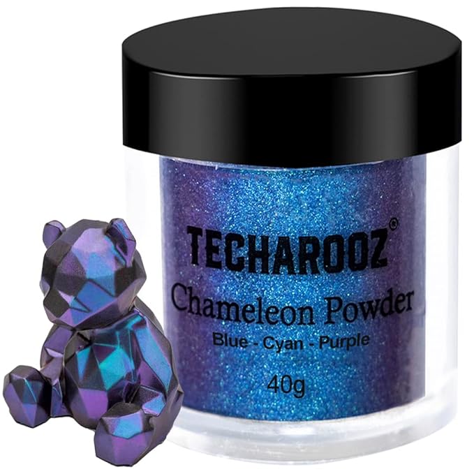 TECHAROOZ Cyan-Blue-Purple 40g- Chameleon Mica Powder Color Shift Mica Powder, Holographic Glitter for UV & Epoxy Resin Supplies, Eyeshadow, Acrylic Paint, Nail Decor, Slime