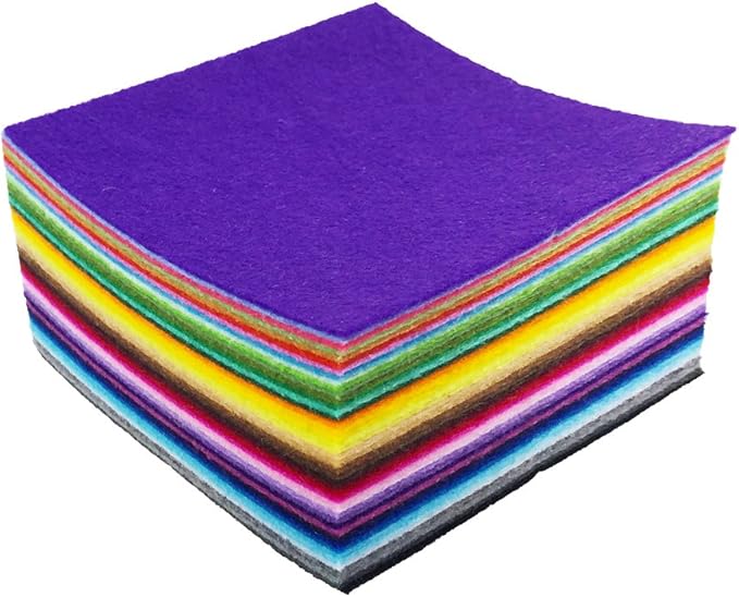 flic-flac 44PCS 12 x 12 inches (30 x 30cm) Assorted Color Felt Fabric Sheets Patchwork Sewing DIY Craft 1mm Thick … (30cm * 30cm, 44pcs)