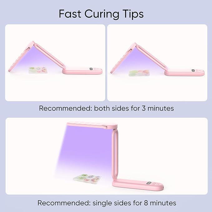PPESULK UV Light for Resin Curing, 3000mAh Rechargeable Fast UV Resin Lamp with Timer and 34 Beads, Cordless Portable Resin Curing Machine for Resin Molds, Jewelry Making & DIY Crafts(Pink)
