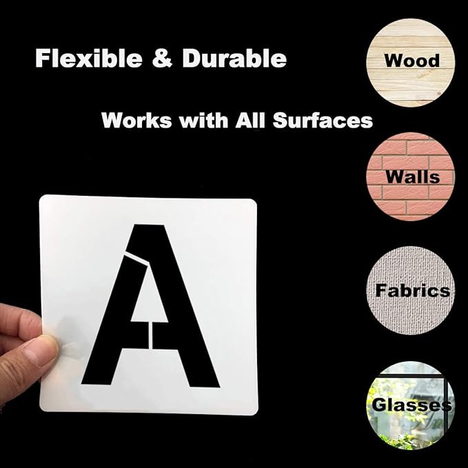 Alphabet Letter and Number Stencils 5 Inch - 40 Pack Large Letters and Numbers Stencil Templates with Signs for Painting on Wood, Reusable Letter Stencils for Chalkboard Signs & Wood Wall Art