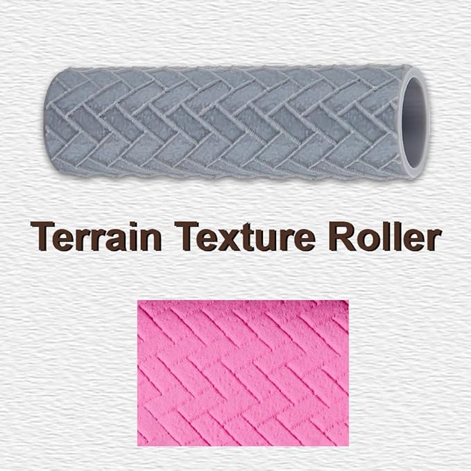 Topography Texture Roller Large Brick Clay Texture Rollers Diagonal DIY Embossing Pottery Decortive Tool for Pathfinder, PRG, Miniatures, Tabletop Board Game Topography Accessory