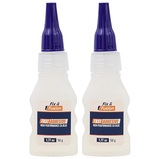 FIX & FUSION Ca Super Glue (1.77 Oz), Fast Adhesive/Cyanoacrylate Glue for Woodworking, Plastic, Rubber, Granite, DIY & Industrial, (2 Pack)