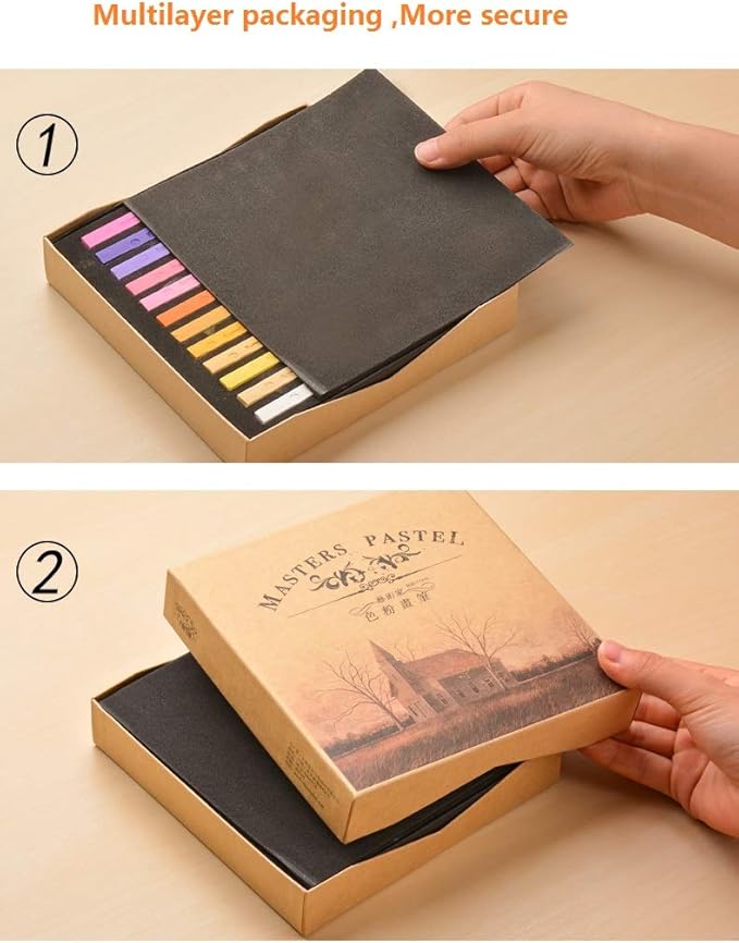 Non Toxic Artist Pastels,Square Soft Pastels Set,Chalks 12/24/36/48 Colors Soft Dry Pastel Artist Chalk Pastel Sticks for Office School Art Drawing Painting Supplies Professional Art Pastel (48Pcs)