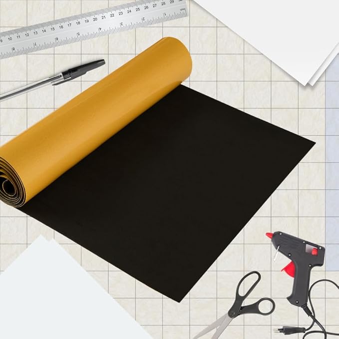 Premium High Density EVA Foam Sheet with Adhesive Backing 15” x 59” Black Foam Mat - Craft Foam Sheet for Cosplay Costume, Crafts, Padding, DIY Projects and Insulation Weather Stripping Sheets Roll