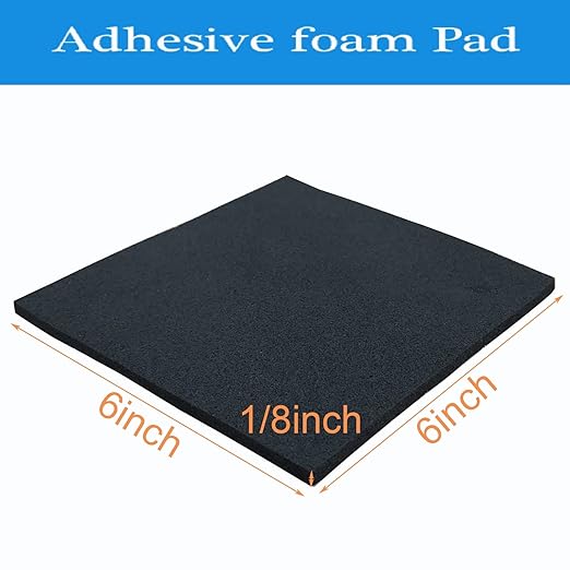 Rubber Adhesive Pads, 4 Pcs Closed Cell Foam Sheet Neoprene High Density Foam Anti Vibration Pads for Furniture Cars Speakers Black (6" x 6" x 1/8", 4 Pcs)
