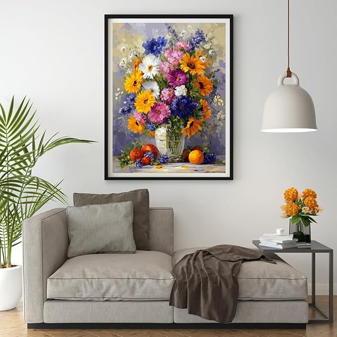 Moohue 14 ct Counted Cross Stitch Kits for Adults Flowers Cross Stitch Patterns Stamped Printed Cross Stitch Kits (Flowers 8)