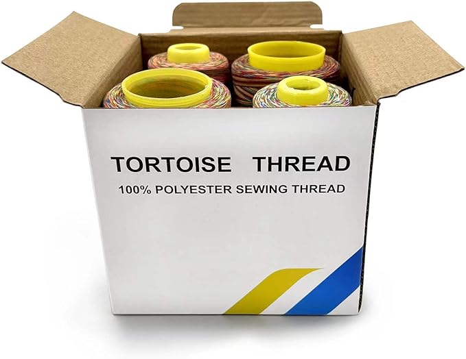 Tortoise 4 Cones of 3000 Yards Each Spool Thread for All Purpose, Serger, Overlock, Quilting, Sewing Machine - 40S/2 Rainbow-4