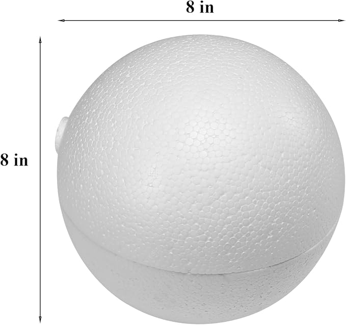 4PCS 8 Inchs Hollow Foam Half Balls Hollow Dome Polystyrene Balls Hollow Half Sphere for DIY Crafts Arts Round Balls with Artist Painting Supplies and DIY Home Craft Project（White）