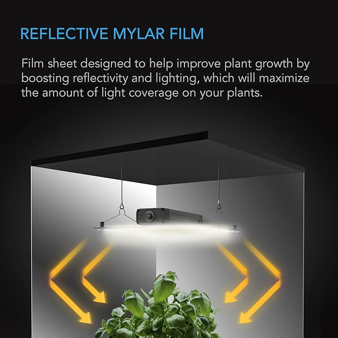 AC Infinity Mylar Film Roll 4' x 100', Reflective PET Foil Sheet, 2 mil Thick Tear-Resistant Cover Vapor Barrier for Greenhouses, Patio, Gardens, and DIY Grow Rooms