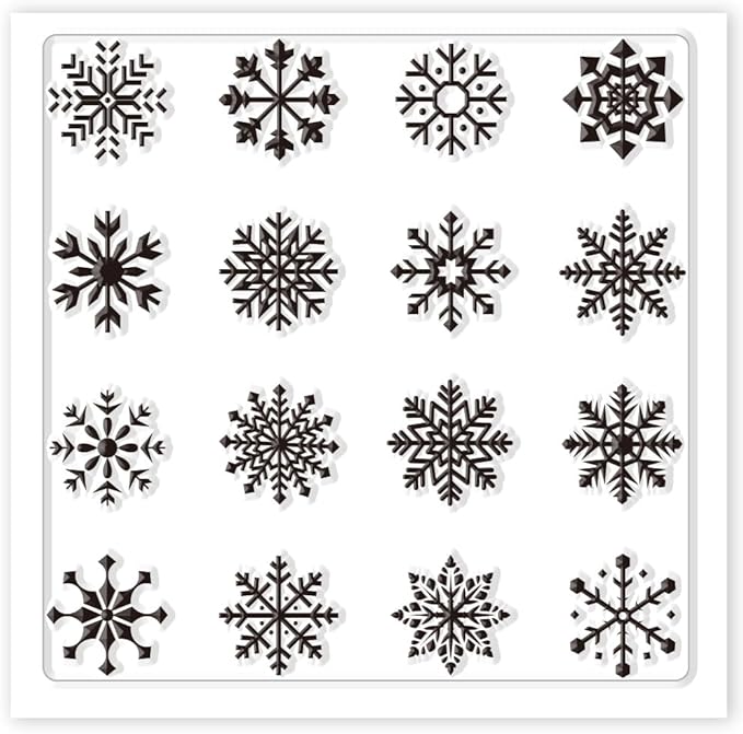 CHGCRAFT Polymer Clay Texture Sheets Winter Snowflakes Silicone Texture Stamp Christmas Clay Texture Mat Modeling Pattern Pad Texture Sheets for Polymer Clay Making Earrings Jewelry 5.5x5.5inch