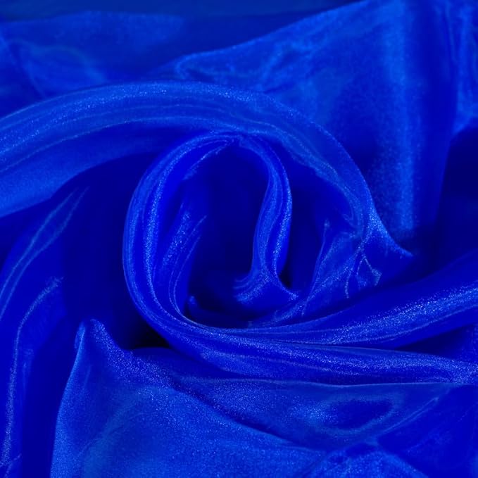 Fynite Royal Blue Organza Fabric by The Yard | 10 Yard Long | 44" Wide | Bridal Soft Sheer Organza Tulle for DIY Wedding Dress Fashion Craft Decorations