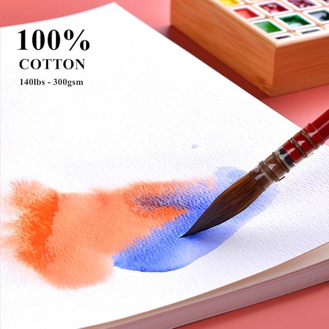 FEITAKE 9"X12" Watercolor Paper Bulk Pack 120Sheets 100% Cotton Paper /140lbs (300gsm) / Cold Press Artist Painting Drawing Mixed Media Paper Art Supplies for Professionals Students Kids