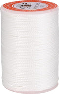 uxcell Round Leather Sewing Waxed Thread, 55m / 60 Yards Wax Polyester String, 0.8mm Waxed Stitching Cord for Leather Crafts, Bookbinding, Bracelets Braided, White