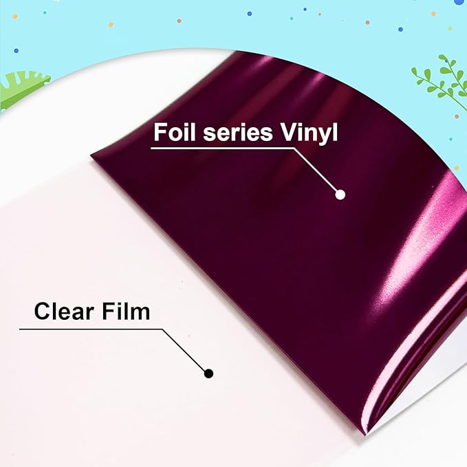 ROFISUESheet MetallicFoil HeatTransferVinyl Metallic Rose, 12Inch*6Ft BundleChrome HTV VibrantColors for Stunning T-Shirt DesignsPerfect forDIY (Metallic Rose, 12Inch*6Ft)
