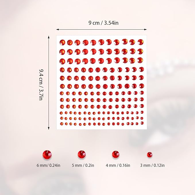 5 Sheets Self Adhesive Pearl Stickers, Flat Back Pearls Sticker, 4 Size Self Adhesive Rhinestone Gem Stickers for DIY Crafts Craft Card Decorations Nail Art Beauty Makeup (Red)