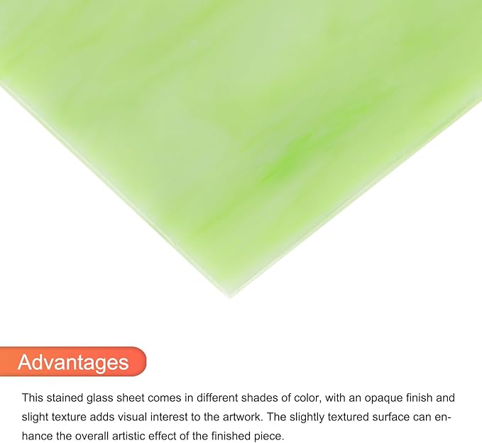 MECCANIXITY 2 Pcs Stained Glass Sheet Mosaic Tile 7.9 Inch x 5.9 Inch Light Green Stained Glass Sheets for Crafts DIY Art Project