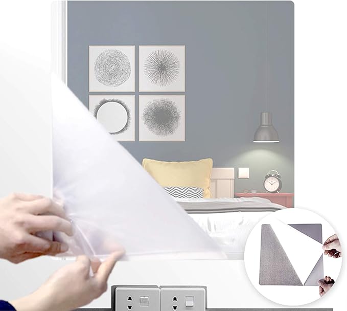 Acrylic Mirror Sheet Self Adhesive Wall Mounted Home Décor Non Glass Sticky Mirror Tile Thickness 0.08in (2mm) Square 10x10 inch