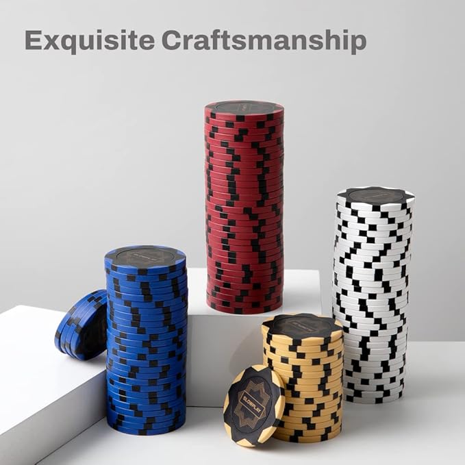 SLOWPLAY Nash Clay Poker Chips, 14 Grams Heavyweight Clay Composite, 40mm Large Chips in Bulk, Pack of 50 with Denomination of 50