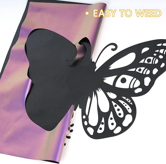 guangyintong Chameleon Heat Transfer Vinyl HTV Rolls, 12" x 8ft Purple to Brown Iron on Vinyl for T-Shirts, Changing Color HTV Vinyl for All Cutter Machines Easy to Cut & Weed for HTV DIY Design