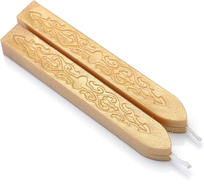Yoption 12 Pcs Sealing Wax Sticks with Wicks, Antique Light Gold Totem Fire Manuscript Seal Wax for Wax Seal Stamp