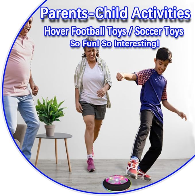 VNVDFLM Hover Soccer Ball Toys for Boys, LED Light Soccer Balls with Soft Foam Bumpers﻿, Indoor Outdoor Air Floating Hover Ball Football Game Kids Gifts Toys for Age 3-12 Year Old Boys Girls（Purple