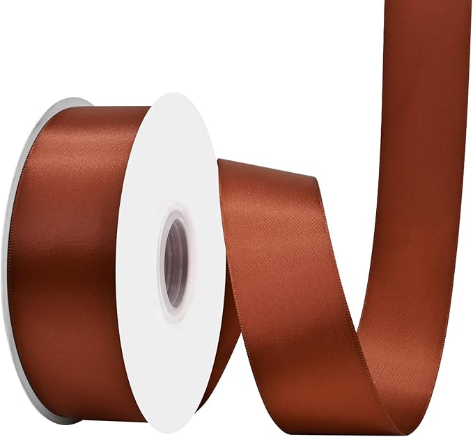 Rust Satin Ribbon 1-1/2" X 50 Yards Solid Color Double Faced Ribbons Perfect for Crafts Wedding Decor Bow Making Arts Sewing and More