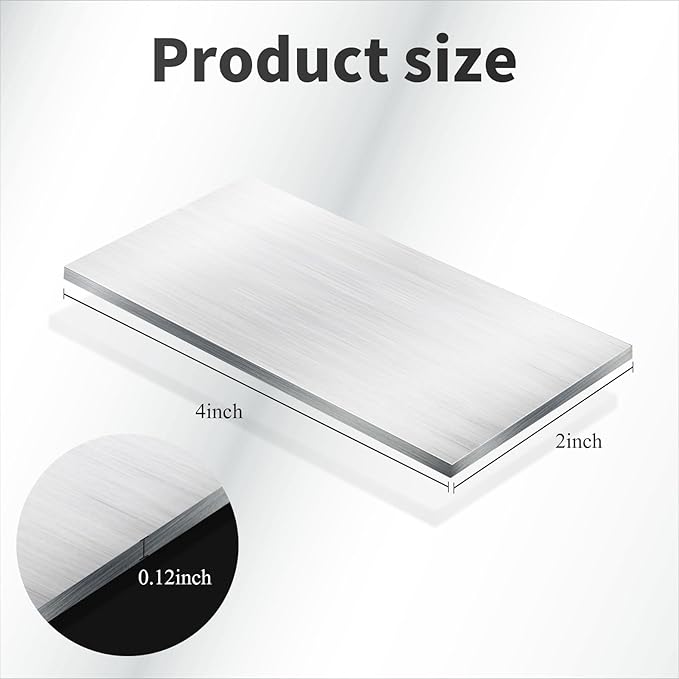 Amyhill 20 Pcs Aluminum Sheet Metal 2 x 4 x 1/8 (0.13”) Inch Thin Flat Plain Aluminum Plate, Welding Accessories Practice Beginner for Mig Tig Stick Mma Arc Gas Heat Treatable for Crafting Industry