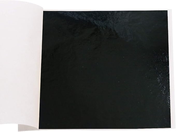 KINNO Imitation Gold Leaf Sheets Black Foil Multipurpose for Home, Wall, Frame, Ceiling, Furniture Decoration, 100 Sheets 3.15 by 3.35 Inches