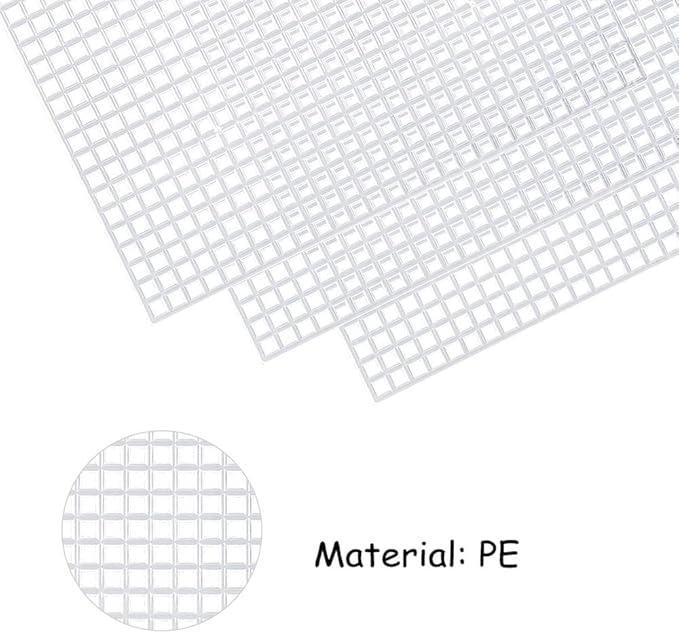 Pllieay 36-Piece Mesh Canvas Sheets Kit - 30 Shapes, 6 Rectangular Canvases & Embroidery Tools for Plastic Canvas Craft