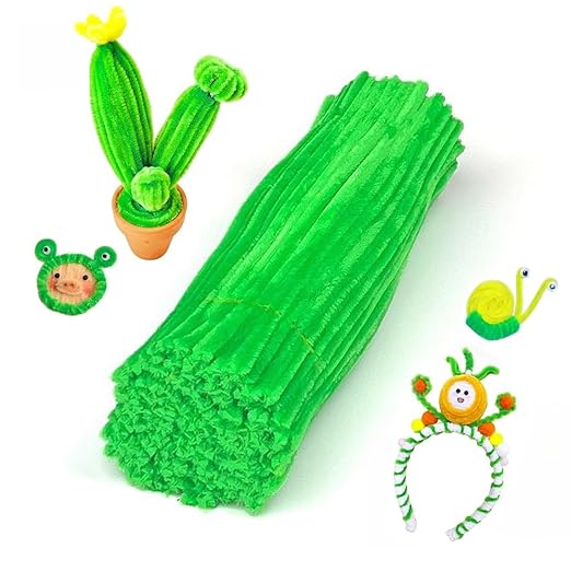 100 Pieces Pipe Cleaners Chenille Stem, Lime Green Color Pipe Cleaners Set for Pipe Cleaners Christmas Halloween DIY Arts Crafts Decorations, Chenille Stems Pipe Cleaners (Green)