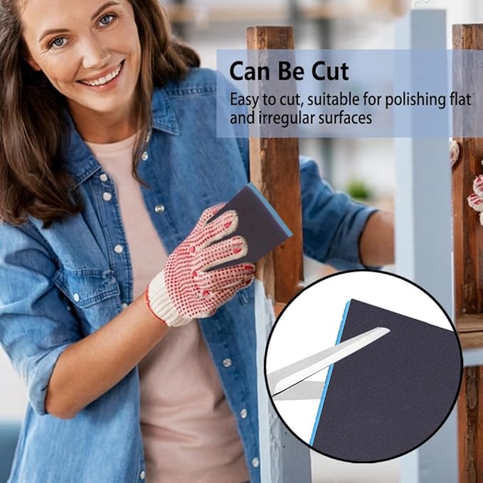 8 Pack 150 Grits Sanding Sponge, Coarse Sanding Block, Washable and Reusable Wet Dry Sandpaper Block Sandpaper Sponge for Wood Metal FurniturePaint and Drywall