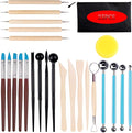 Clay Tools for Pottery Ceramic Sculpting, Yagugu 25Pcs Basic Wood Ceramics Carving Polymer Clay Tool Supplies kit Accessories for Kids, Adults and Artists Modeling Shaping Building for Art&Craft